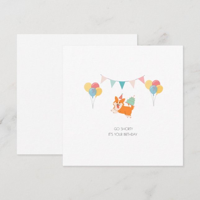 CARTE JOYEUX ANNIVERSAIRE CORGI (Devant / Derrière)
