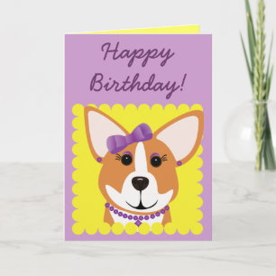 Carte Joyeux anniversaire ! Corgi Lady