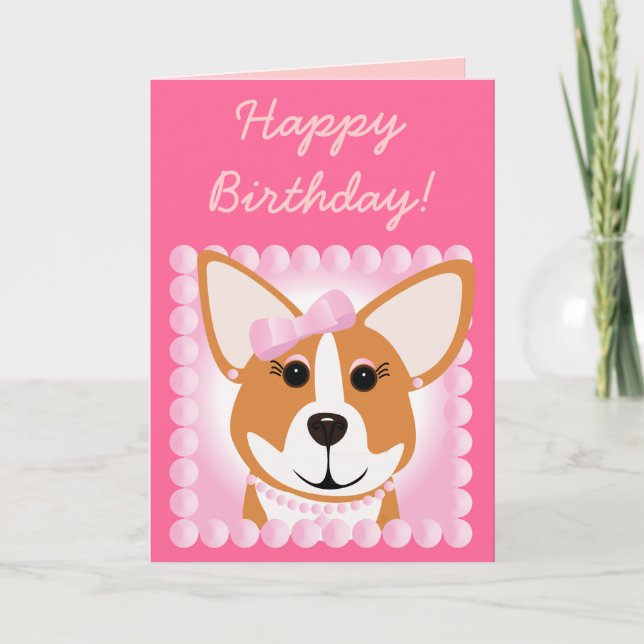 Carte Joyeux anniversaire ! Corgi Lady (Devant)