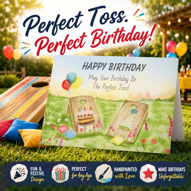 Carte Joyeux Anniversaire Cornhole Fête de Jardin (Créateur téléchargé)
