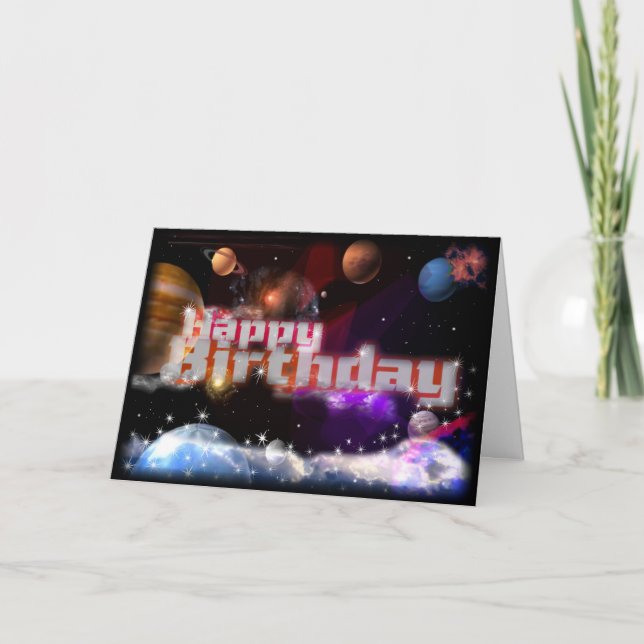 Carte Joyeux anniversaire cosmique par le valxart (Devant)