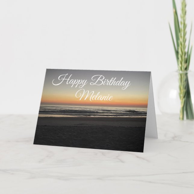 Carte Joyeux Anniversaire Coucher de Soleil sur la Plage (Devant)