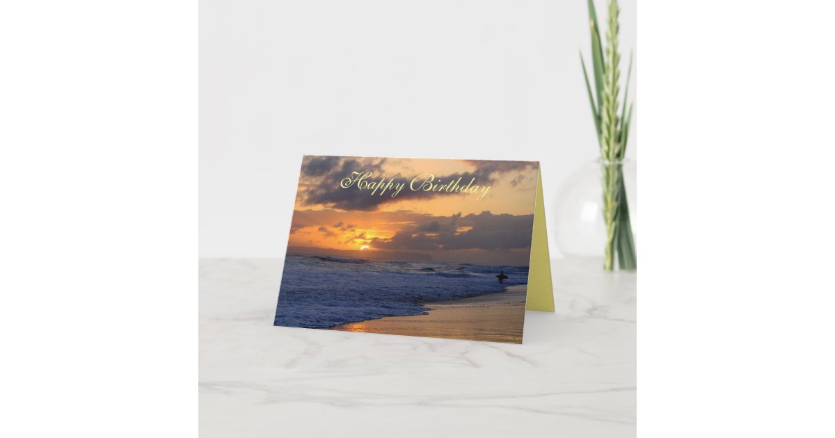 Carte Joyeux Anniversaire Coucher Du Soleil De Plage De Zazzle Fr