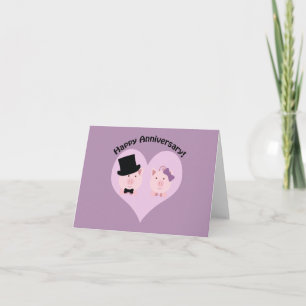 Carte Joyeux Anniversaire Couple de Cochons