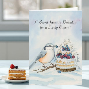 Carte Joyeux Anniversaire Cousin Happy Janvier Oiseau à