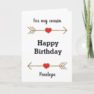 Carte Joyeux Anniversaire Cousin Rouge et Or
