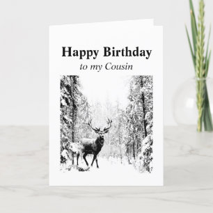 Carte Joyeux Anniversaire Cousin Stag Vintage, Cerf
