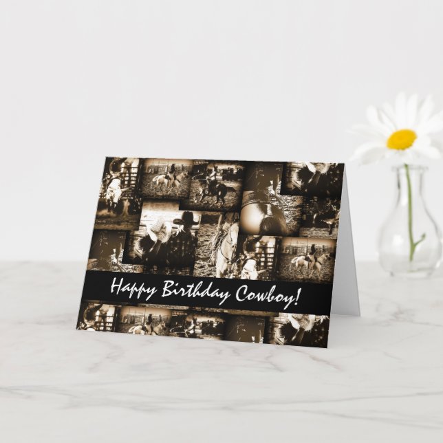 Carte Joyeux Anniversaire Cowboy Rodeo Thème Occidental  (Petite plante)