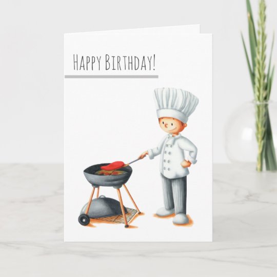 Carte Joyeux Anniversaire Cuisinier Faisant Un Barbecue Zazzle Fr