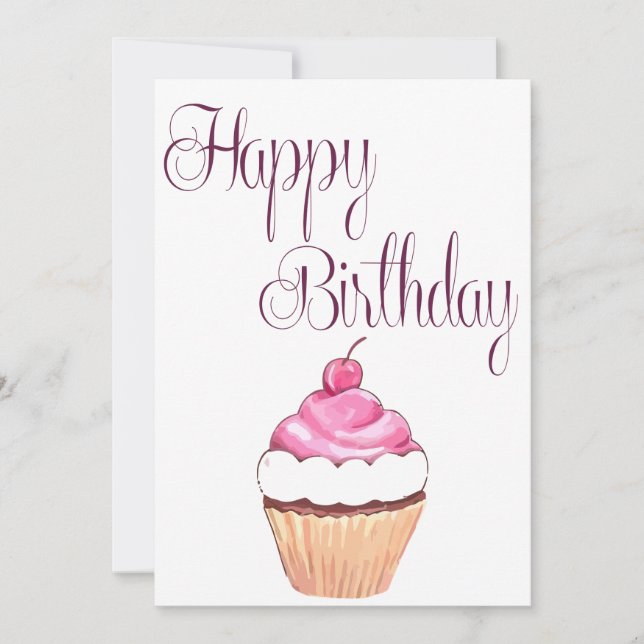 Carte Joyeux Anniversaire Cupcake rose (Devant)