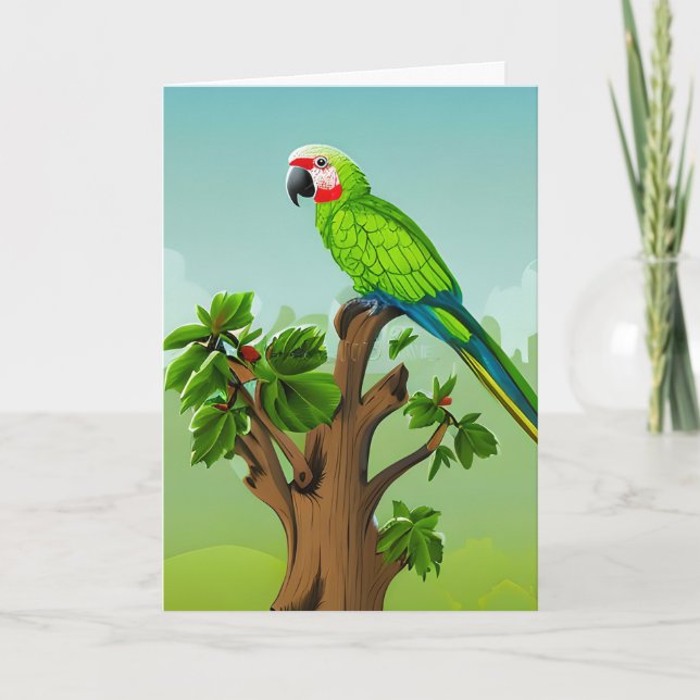 Carte Joyeux anniversaire | Cute AI Généré Macaw Parrot (Devant)