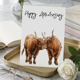 Carte Joyeux Anniversaire Cute Highland Cows Love