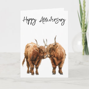 Carte Joyeux Anniversaire Cute Highland Cows Love