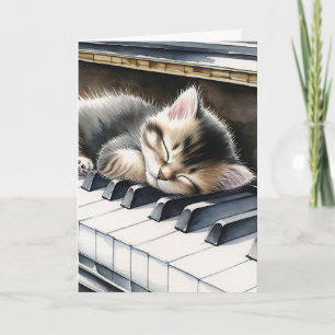 Carte Joyeux anniversaire Cute Kitten sur Touches de p