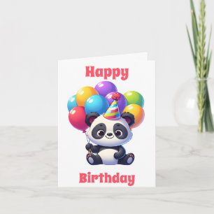 Carte Joyeux Anniversaire Cute Panda avec Ballons