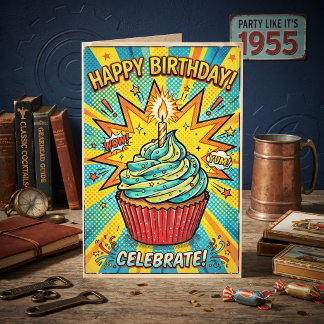 Carte Joyeux Anniversaire Cuzz ! Pop Art Rétro pour un C