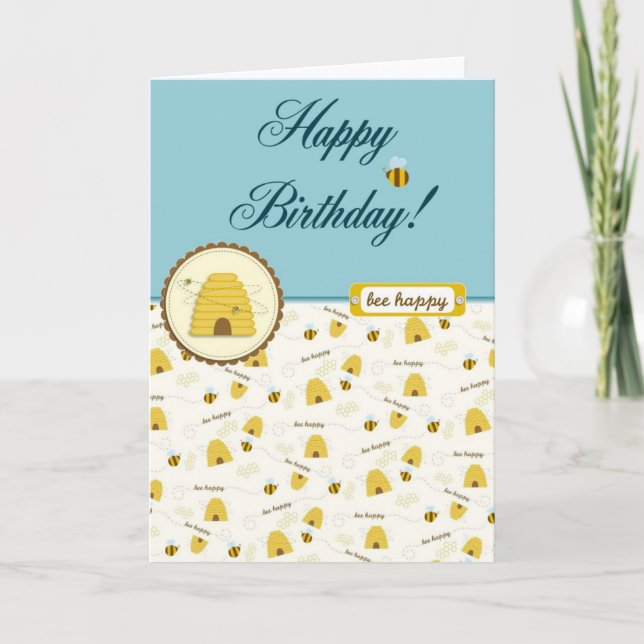 Carte Joyeux anniversaire d'abeilles ! (Devant)