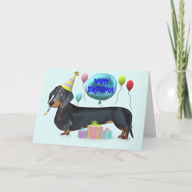 Carte Joyeux anniversaire Dachshund (Devant)