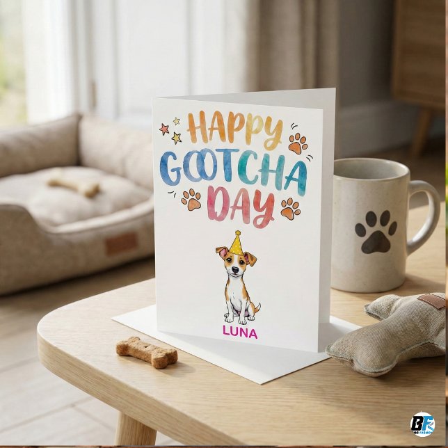 Carte Joyeux anniversaire d'adoption de chien Cute Gotch (Créateur téléchargé)