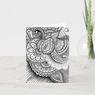 Carte Joyeux anniversaire Damask Indien Mandala Blank à