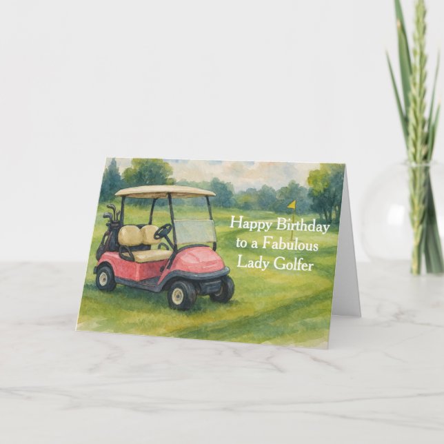 Carte Joyeux Anniversaire Dame Golfeuse  (Devant)