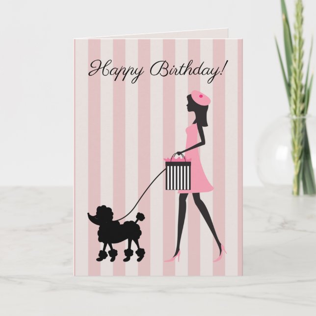 Carte Joyeux Anniversaire Dame Vintage (Devant)