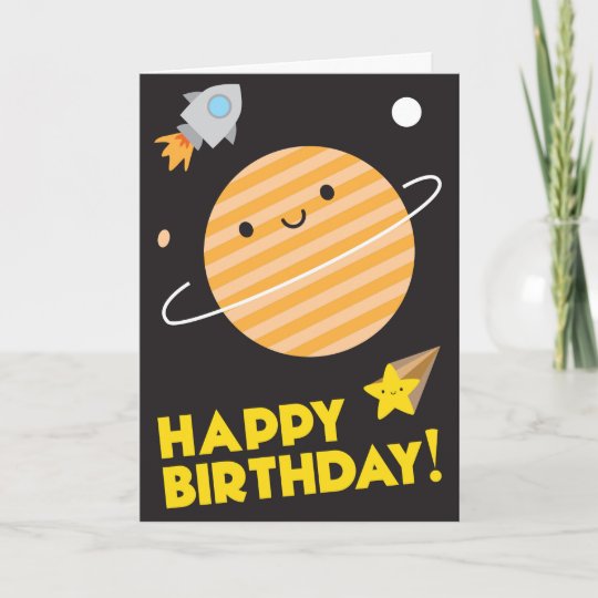 Carte Joyeux Anniversaire Dans L Espace Planete De Zazzle Fr