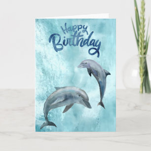 Carte Joyeux Anniversaire Dauphin Aquarelle