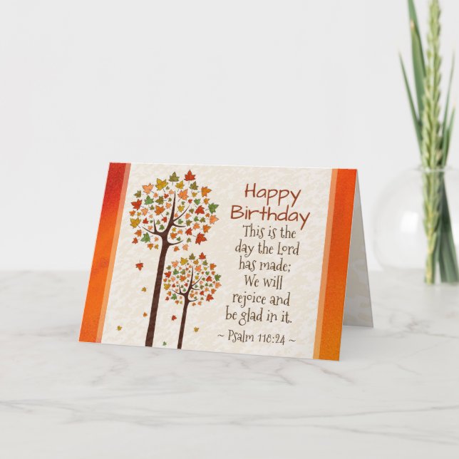 Carte Joyeux anniversaire d'automne Verset inspirant de  (Devant)