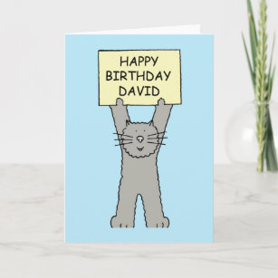 Carte Joyeux anniversaire David Cartoon Chat