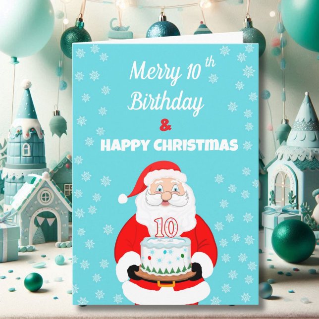 Carte Joyeux anniversaire de 10 ans Noël Santa  (Créateur téléchargé)