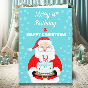 Carte Joyeux anniversaire de 14 ans Noël Santa
