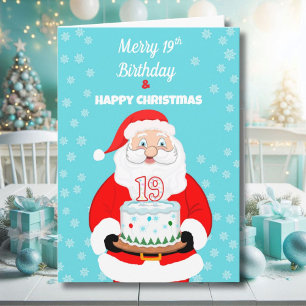 Carte Joyeux anniversaire de 19 ans Noël Santa 