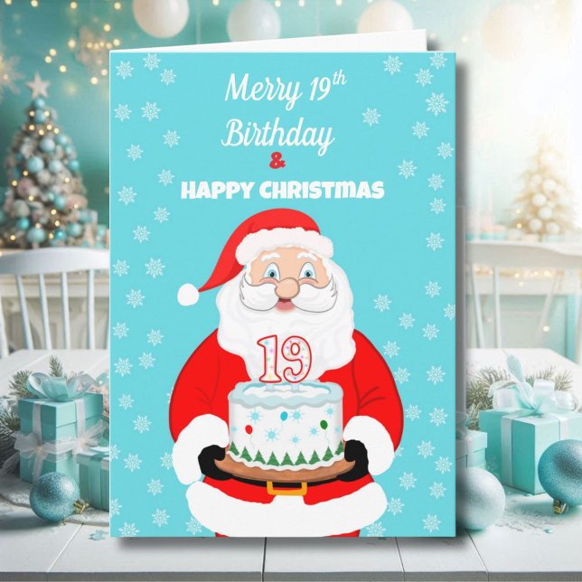 Carte Joyeux anniversaire de 19 ans Noël Santa  (Créateur téléchargé)