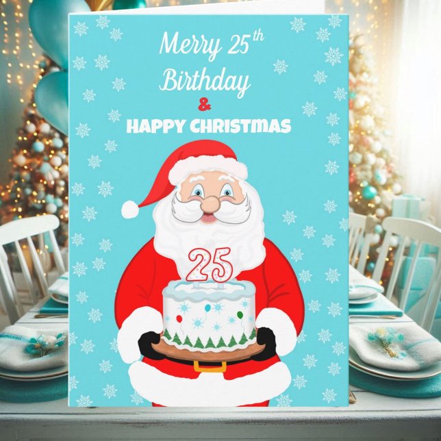 Carte Joyeux anniversaire de 25 ans Noël Santa  (Créateur téléchargé)