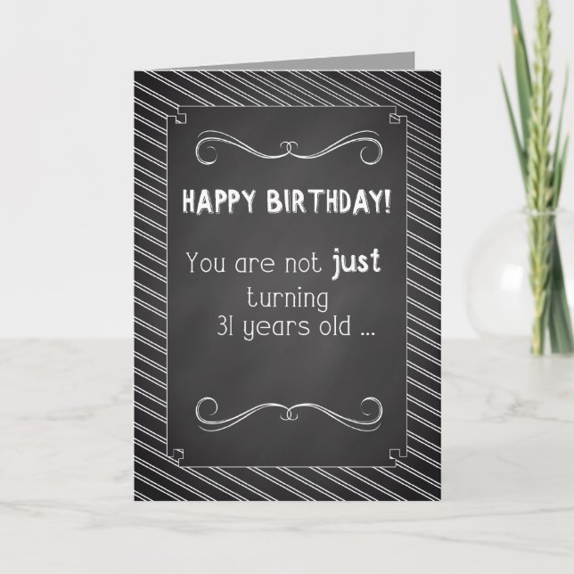 Carte Joyeux anniversaire de 31 ans, Chalkboard Look (Devant)