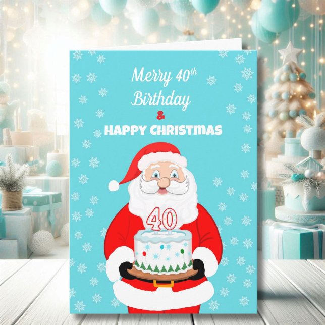 Carte Joyeux anniversaire de 40 ans Noël Santa  (Créateur téléchargé)