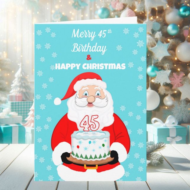 Carte Joyeux anniversaire de 45 ans Noël Santa  (Créateur téléchargé)