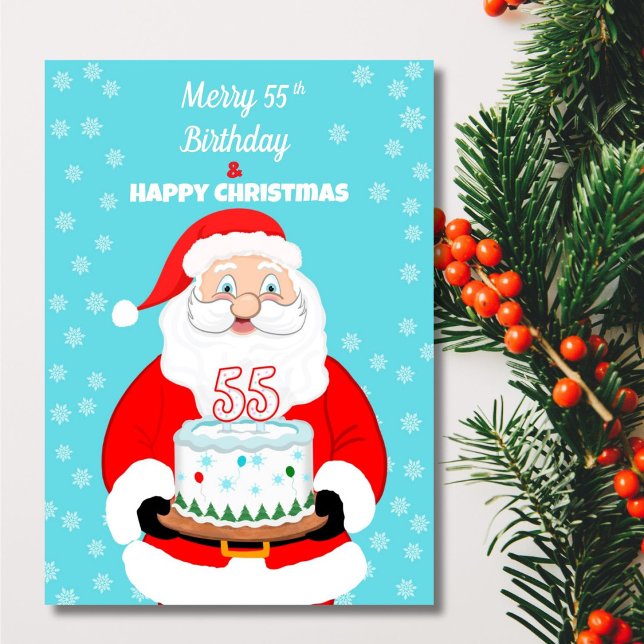 Carte Joyeux anniversaire de 55 ans Noël Santa  (Créateur téléchargé)