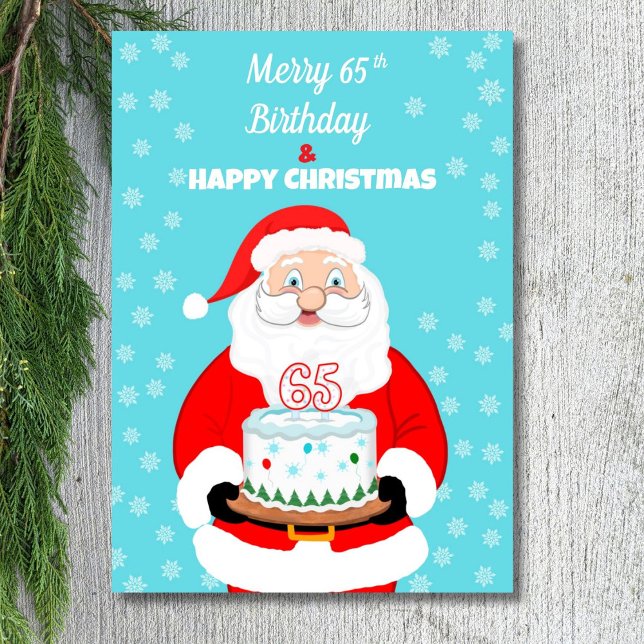 Carte Joyeux anniversaire de 65 ans Noël Santa  (Créateur téléchargé)