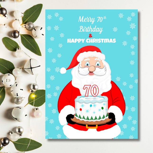 Carte Joyeux anniversaire de 70 ans Noël Santa  (Créateur téléchargé)
