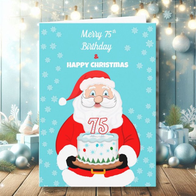 Carte Joyeux anniversaire de 75 ans Noël Santa  (Créateur téléchargé)