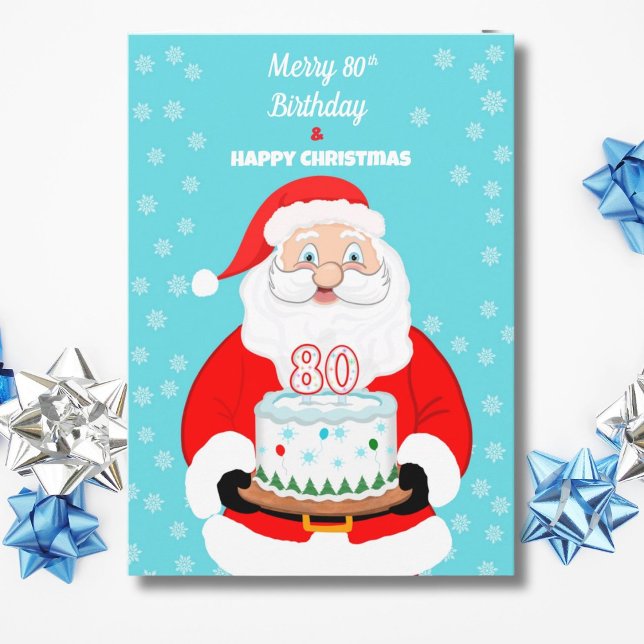 Carte Joyeux anniversaire de 80 ans Noël Santa  (Créateur téléchargé)