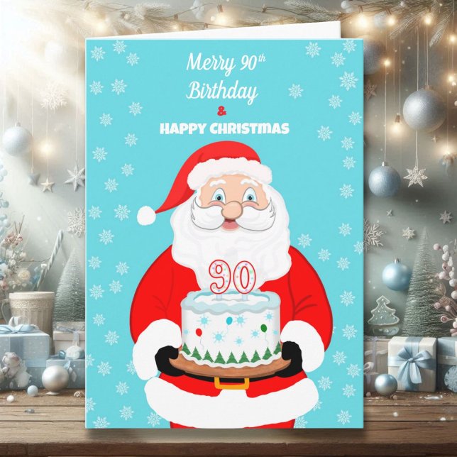Carte Joyeux anniversaire de 90 ans Noël Santa  (Créateur téléchargé)