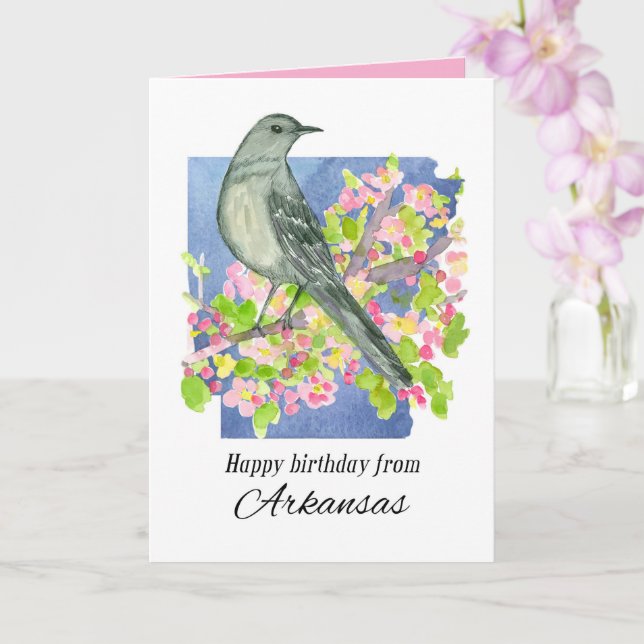 Carte Joyeux Anniversaire de Arkansas Mockingbird Flower (Orchidée)
