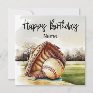 Carte Joyeux anniversaire de baseball au joueur avec bal