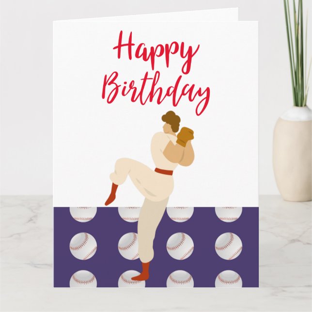 Carte Joyeux anniversaire de baseball avec le joueur (Devant)