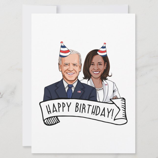 Carte Joyeux anniversaire de Biden Harris (Devant)