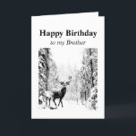 Carte Joyeux anniversaire de Brother Vintage<br><div class="desc">Happy Birthday Brother Vintage Stag,  Deer Animal,  Wildlife,  Nature</div>
