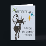 Carte Joyeux Anniversaire De Chat Funny Mignonne Humour<br><div class="desc">This design created though digital art. It may be personalized in the area provide or customizing by choosing the click to customize further option and changing the name, initials or words. Donc, change le texte color and style or delete the text for an image only design. Contact me at colorflowcreations@gmail.com...</div>